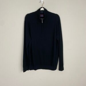 UNTUCKit Belguardo Quarter Zip Sweater Mens XL Black Extra Fine Merino Wool